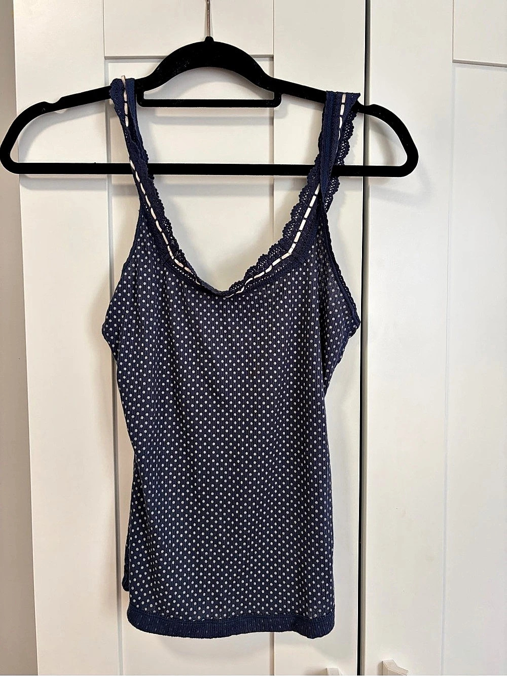 Free People Polka Dot Lace Trim Tank Size Small